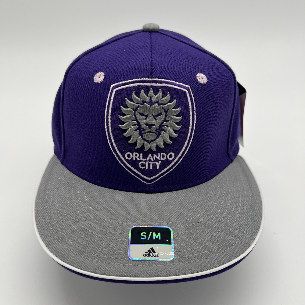 Orlando City SC Adidas‎ MLS Soccer Purple Gray Fitted Hat Cap S/M NWT